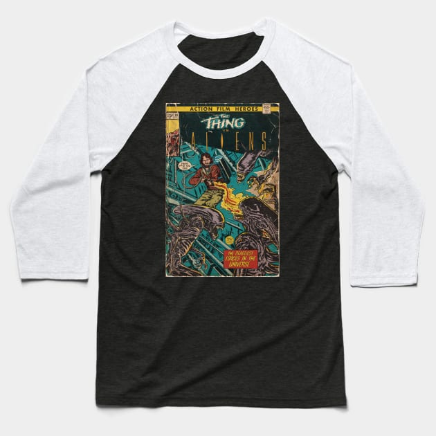 The Thing vs. Aliens fan art comic cover Baseball T-Shirt by MarkScicluna